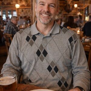 Haggar Heather Gray Long Sleeve Argyle Polo
